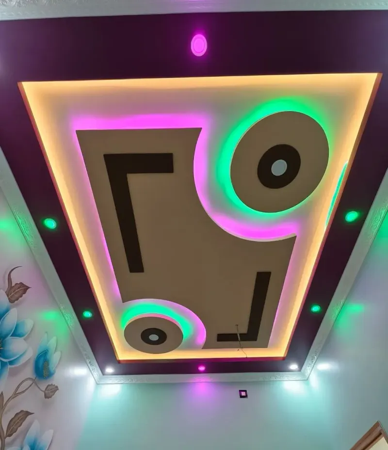 Gypsum false ceiling with a stepped border design