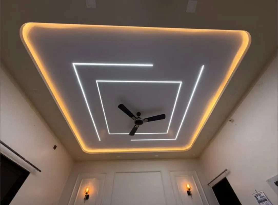 Modern gypsum ceiling with recessed downlights Modern gypsum ceiling with recessed downlights