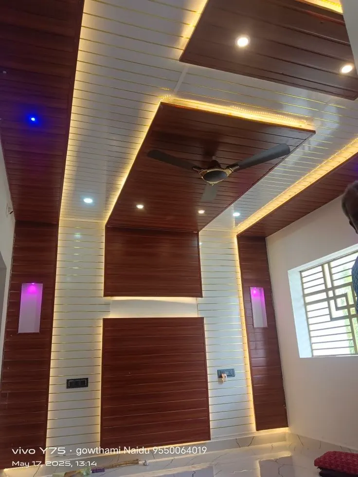 Fluted WPC wall panel in a living room