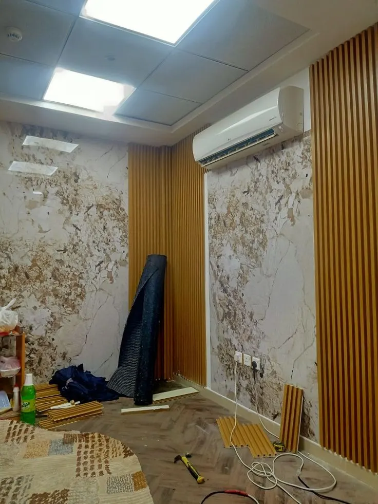 High-gloss UV marble sheet feature wall